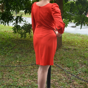 Rochie feminina, rosie, material usor elastic - Img 4