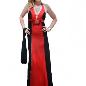 Rochie fermecatoare de seara, culoare rosu-negru