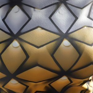 Rochie galbena-gri, model cambrat cu imprimeu geometric - Img 6