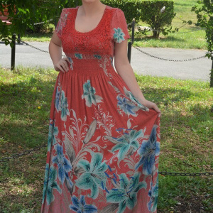 Rochie lejera, de vara, lungime maxi, culoare corai - Img 4