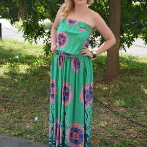 Rochie lunga de vara, culoare rosu-bleumarin - Img 7