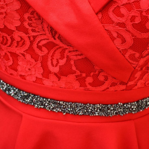 Rochie Makenzie cu insertii de dantela,nuanat de rosu - Img 6