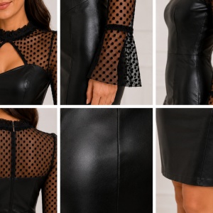 Rochie MBG din piele ecologica si tull,neagra - Img 3