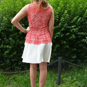 Rochie Michaela din dantela ,nuanta alb-roz - Img 4