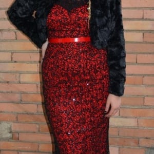 Rochie moderna de seara, de culoare rosie, model lung cu trena - Img 6