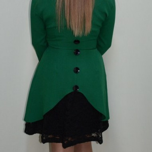 Rochie moderna, nuanta de verde, dantela aplicata la spate - Img 4
