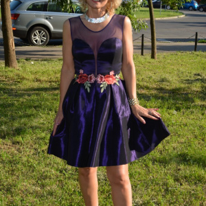 Rochie mov de ocazie cu bust buretat si decolteu adanc - Img 4