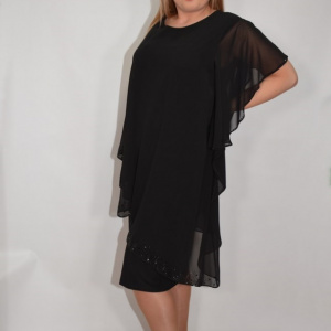 Rochie neagra Sigrid cu aplicatii de strasuri pe voal - Img 5