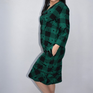 Rochie office Liena,model painted,nuanta de negru-verde - Img 3
