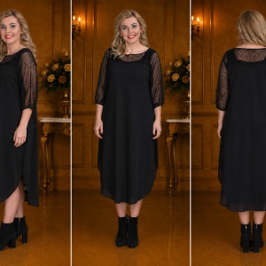 Rochie originala de ocazie, nuanta neagra cu insertie de voal lejer - Img 3