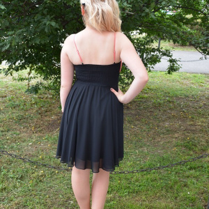 Rochie rafinata , de culoare neagra ,cu top corai - Img 6