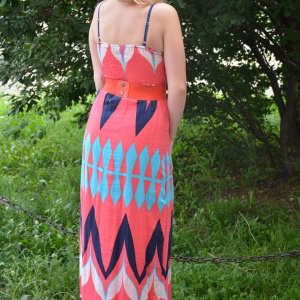 Rochie rafinata de tineret, model lung cu imprimeu multicolor - Img 6