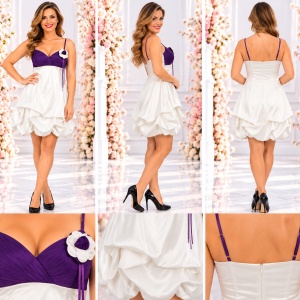 Rochie rafinata, din saten de culoare alba, scurta - Img 2