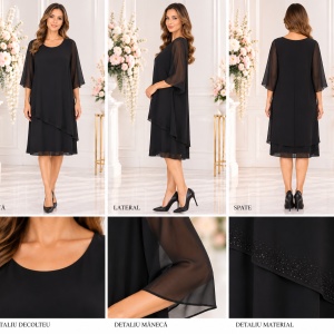 Rochie rafinata Esmeralda din voal,nuanta de negru - Img 2