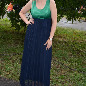 Rochie rafinata, lunga, de culoare bleumarin cu top verde - Img 6