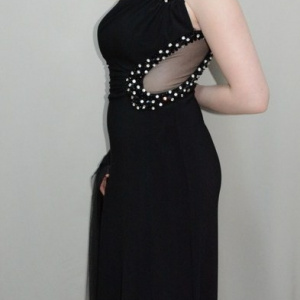 Rochie rafinata, model lung one-shoulder, de culoare neagra - Img 3