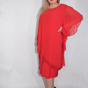 Rochie rosie Singrid cu aplicatii de strasuri - Img 6