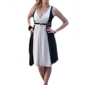 Rochie scurta de ocazie,bicolora negru-alb