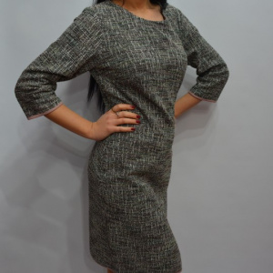 Rochie scurta de zi cu design multicolor si maneca trei-sferturi - Img 5
