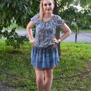 Rochie scurta de zi, din voal, imprimeu animal-print - Img 2