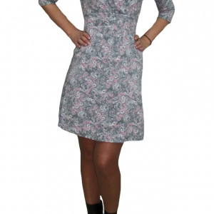 Rochie sexi, imprimeu floral deosebit, model scurt, nuante de gri