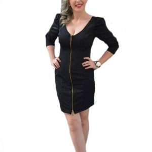 Rochie sexi, neagra, mulata, de lungime mini - Img 1