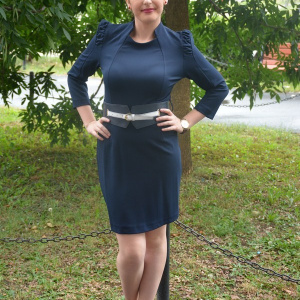 Rochie shic, de culoare bleumarin, maneci trei-sferturi - Img 2