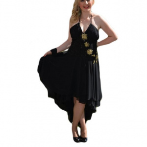 Rochie spectaculoasa , neagra cu paiete aurii - Img 1
