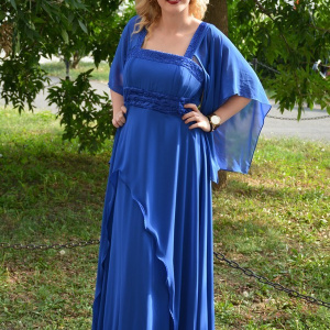 Rochie superba de gala, pe un albastru regal, cu design modern - Img 2