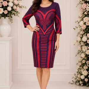 Rochie tinereasca, de culoare bleumarin-rosu, design chic