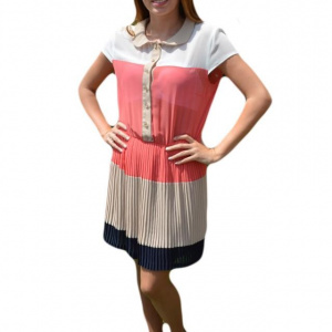 Rochie vaporoasa din material tip voal cu design multicolor - Img 1