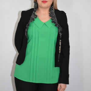 Sacou cazual, model aparte, material tip jerse, de culoare neagra - Img 8