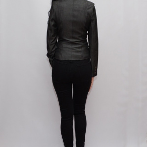 Sacou de culoare gri, cu cusaturi colorate de design, model casual - Img 5