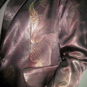 Sacou rafinat, material lucios, satinat, model deosebit, pe maro - Img 2