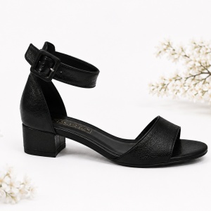 Sandale sclipicioase cu toc mediu negre