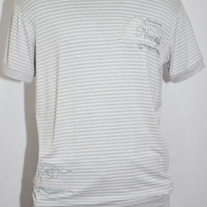 Tricou barbatesc casual ,model cu dungi,nuanta gri - Img 4