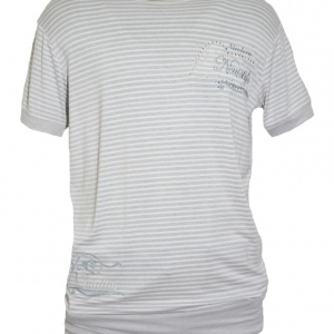 Tricou barbatesc casual ,model cu dungi,nuanta gri - Img 1