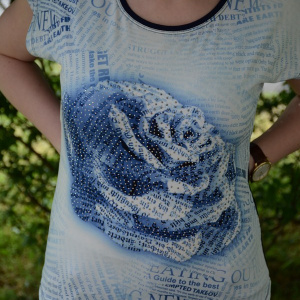 Tricou tineresc cu lungime asimetrica, nuanta chic bleumarin - Img 4