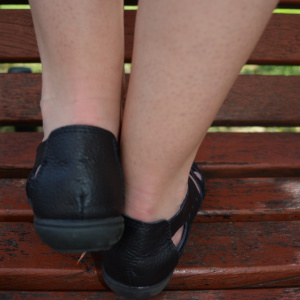 Balerini, din piele naturala de nuanta neagra, cu elastic mic in fata - Img 5