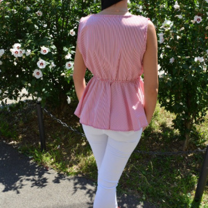 Bluza casual, cu dungi fine rosu-alb - Img 6