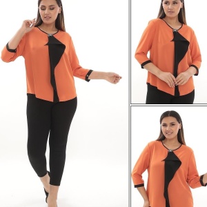 Bluza casual-eleganta nuanta de corai cu maneca trei sferturi - Img 2