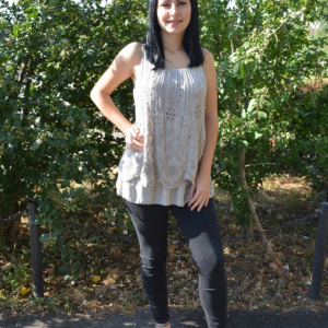 Bluza casual, kaki, fara maneca cu broderie deosebita florala - Img 4