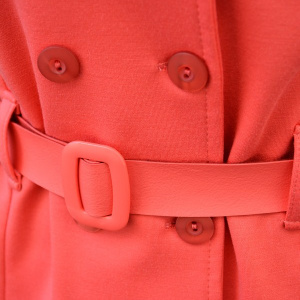 Bluza corai tip camasa, masura mare, cu curea aplicata in talie - Img 2