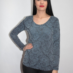 Bluza cu imprimeu digital natural in nuanta de gri - Img 3