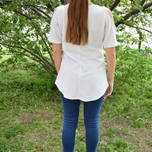 Bluza de primavara-vara cu design deosebit in fata, nuanta alba - Img 5