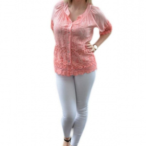 Bluza deosebita de culoare corai, masura mare, cu design brodat - Img 1