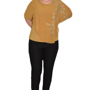 Bluza eleganta cu aplicatii deosebite Dakota,nuanta de mustar - Img 1