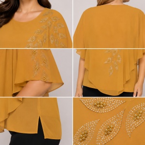 Bluza eleganta cu aplicatii deosebite Dakota,nuanta de mustar - Img 3