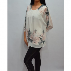 Bluza eleganta tip voal cu captuseala usor elastica,masura mare nuanta de alb - Img 3