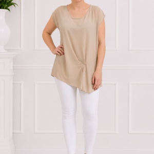 Bluza tinereasca cu maneca scurta, material subtire, culoare bej